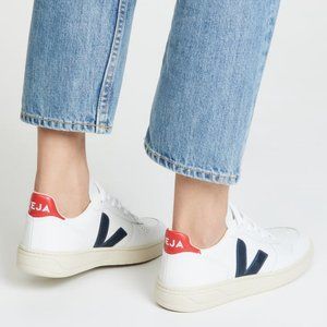 Veja V-10 Fashion Sneakers in Colorblock White Red